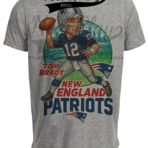 New England Patriots Tom Brady Exclusive Retro Football City Artwork Heather Gray Sublimated T-Shirt