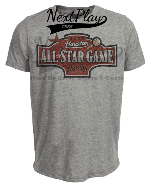 Houston Astros Retro All Star Game Baseball 2004 Artwork Heather Gray Sublimated T-Shirt