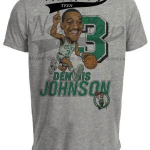 Boston Celtics Dennis Johnson Exclusive Retro Basketball 1986 Artwork Heather Gray Sublimated T-Shirt