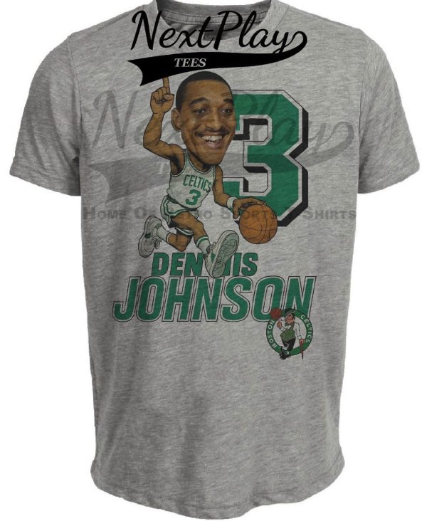 Boston Celtics Dennis Johnson Exclusive Retro Basketball 1986 Artwork Heather Gray Sublimated T-Shirt