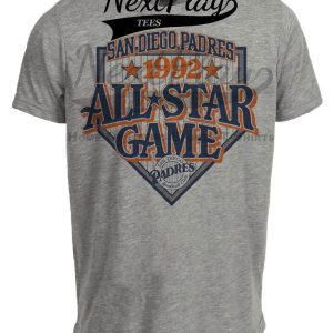 San Diego Padres Retro All Star Game Baseball 1992 Artwork Heather Gray Sublimated T-Shirt