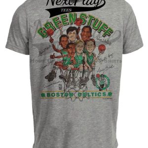 Boston Celtics Retro Green Stuff Bird Basketball 1986 Artwork Heather Gray Sublimated T-Shirt