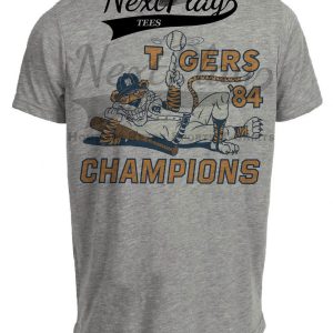 Detroit Tigers Champions Retro Baseball 1984 Artwork Heather Gray Sublimated T-Shirt