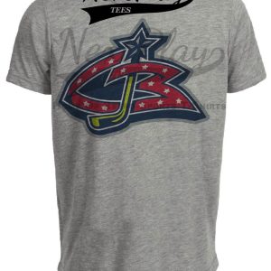 Columbus Blue Jackets Retro Hockey Stick Artwork Heather Gray Sublimated T-Shirt