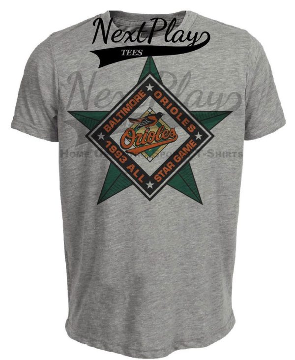 Baltimore Orioles Retro All Star Game Baseball 1993 Artwork Heather Gray Sublimated T-Shirt