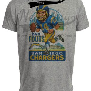 San Diego Chargers Dan Fouts Exclusive Retro Football City Artwork Heather Gray Sublimated T-Shirt