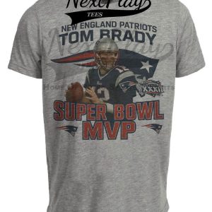 New England Patriots Tom Brady Super Bowl MVP XXXVI Retro Football 2002 Artwork Heather Gray Sublimated T-Shirt