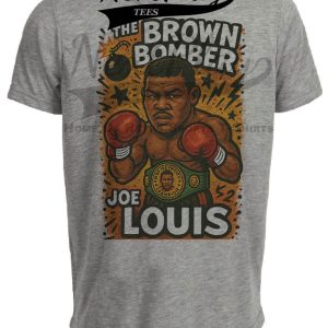 Joe Louis Brown Bomber Exclusive Retro Boxing Graffiti Artwork Heather Gray Sublimated T-Shirt