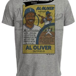 Texas Rangers Al Oliver Exclusive Retro Baseball 1979 Artwork Heather Gray Sublimated T-Shirt