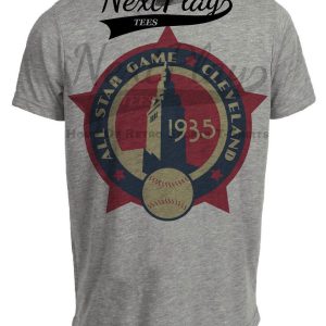 Cleveland Indians Retro All Star Game Baseball 1935 Artwork Heather Gray Sublimated T-Shirt