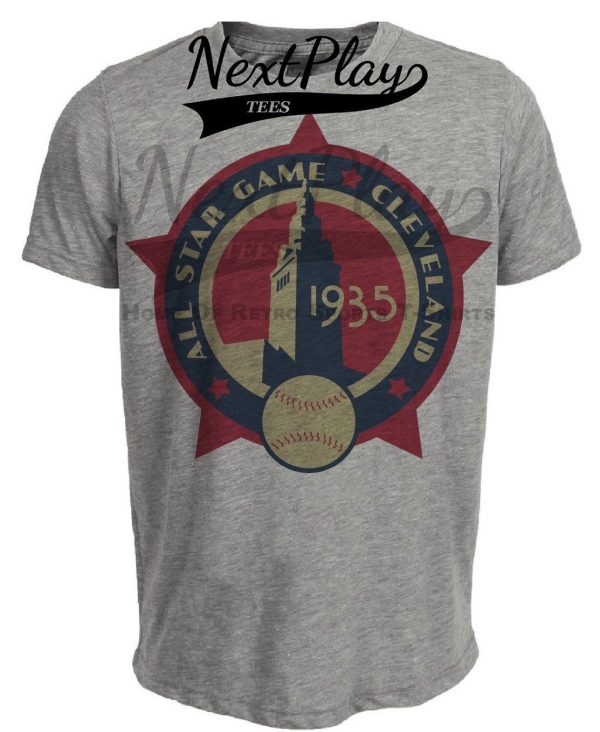 Cleveland Indians Retro All Star Game Baseball 1935 Artwork Heather Gray Sublimated T-Shirt