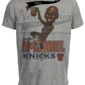 New York Knicks Xavier McDaniel Exclusive Retro Basketball 1991 Artwork Heather Gray Sublimated T-Shirt