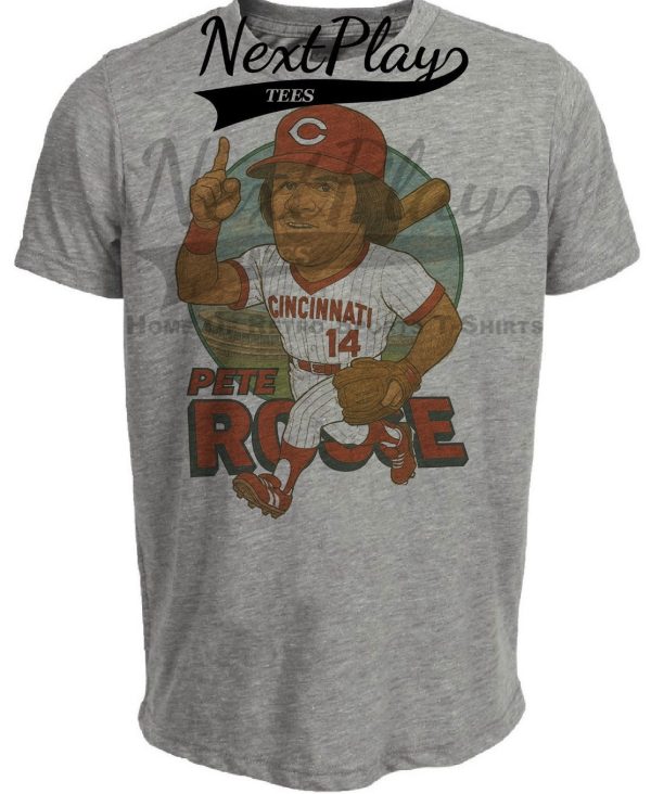 Cincinnati Reds Pete Rose Exclusive Retro Baseball 1976 Artwork Heather Gray Sublimated T-Shirt