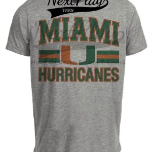 Miami Hurricanes Retro Football Artwork Heather Gray Sublimated T-Shirt