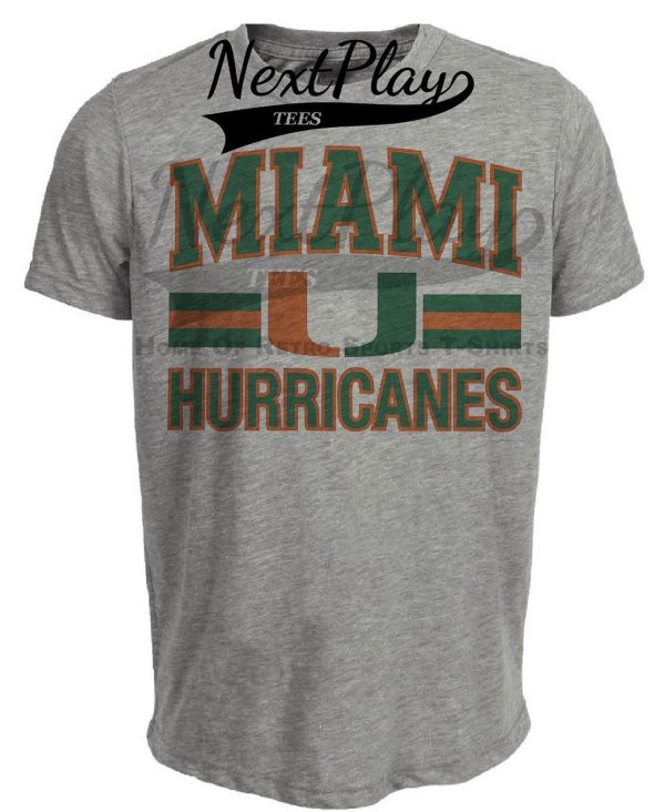 Miami Hurricanes Retro Football Artwork Heather Gray Sublimated T-Shirt