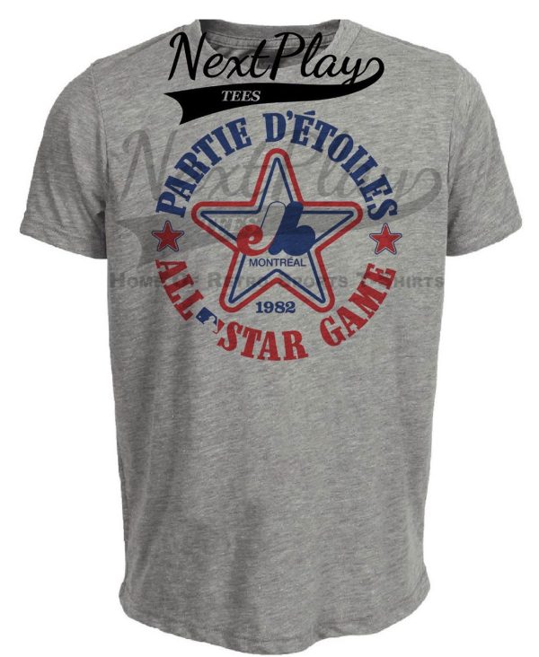 Montreal Expos Retro All Star Game Baseball 1982 Artwork Heather Gray Sublimated T-Shirt