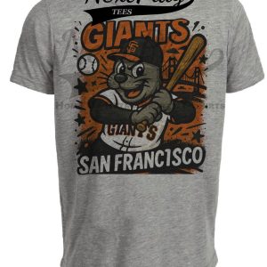 San Francisco Giants Graffiti Exclusive Retro Baseball Artwork Heather Gray Sublimated T-Shirt