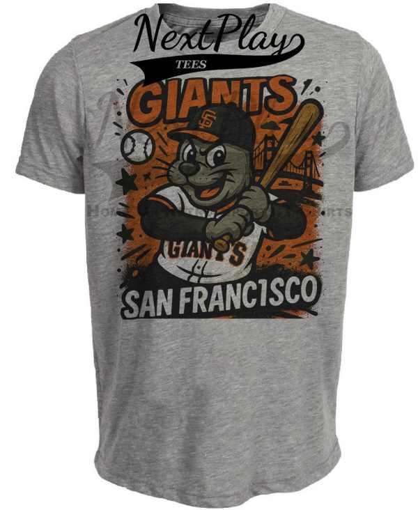 San Francisco Giants Graffiti Exclusive Retro Baseball Artwork Heather Gray Sublimated T-Shirt