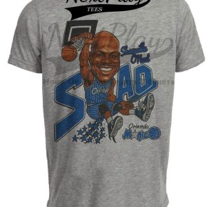 Orlando Magic Shaquille O’Neal Shaq Retro Basketball 1992 Artwork Heather Gray Sublimated T-Shirt