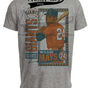 San Francisco Giants Willie Mays Exclusive Retro Baseball Artwork Heather Gray Sublimated T-Shirt
