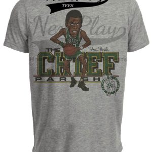 Boston Celtics Robert Parish The Chief Exclusive Retro Basketball 1986 Artwork Heather Gray Sublimated T-Shirt