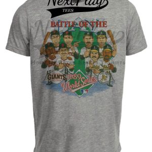 World Series San Francisco Giants vs. Oakland Athletics Battle Of The Bay Retro Baseball 1989 Artwork Heather Gray Sublimated T-Shirt