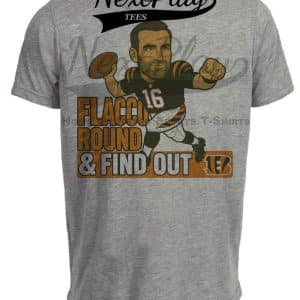 Cincinnati Bengals Joe Flacco Round Find Out Retro Football T-shirt Heather Gray Sublimated