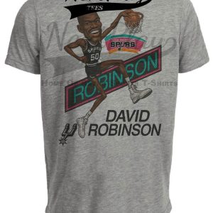 San Antonio Spurs David Robinson Exclusive Retro Basketball 1991 Artwork Heather Gray Sublimated T-Shirt