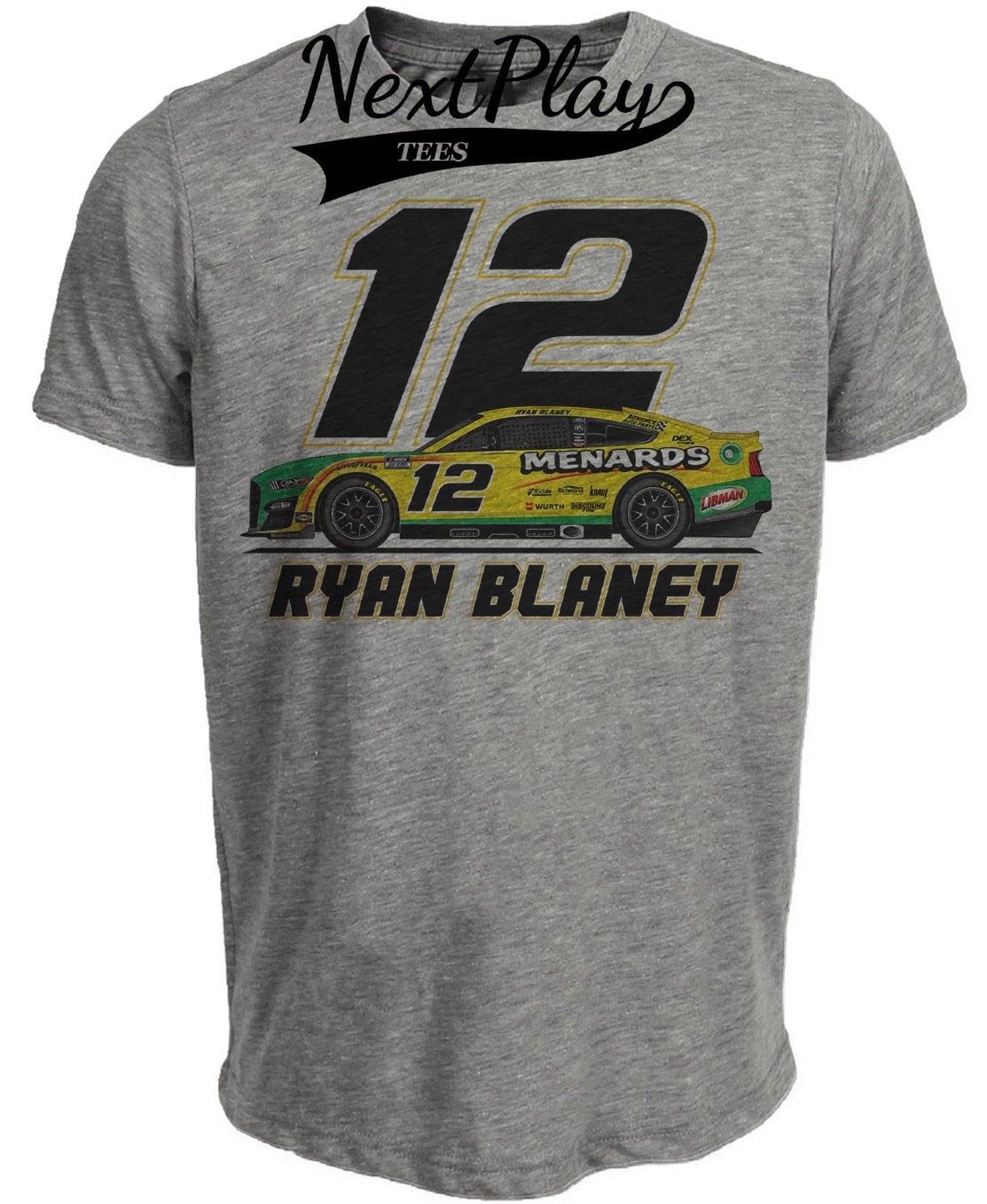 Ryan Blaney Retro Racing Gray Sublimated T-Shirt