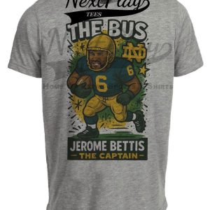 Notre Dame Fighting Irish Jerome Bettis Graffiti Retro Football Artwork Heather Gray Sublimated T-Shirt