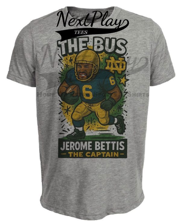 Notre Dame Fighting Irish Jerome Bettis Graffiti Retro Football Artwork Heather Gray Sublimated T-Shirt