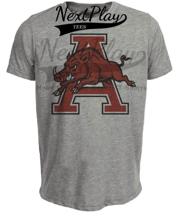 Arkansas Razorbacks Retro Exclusive Artwork Heather Gray Sublimated T-Shirt