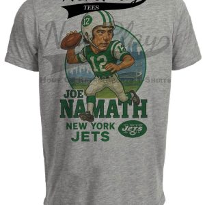 New York Jets Joe Namath Exclusive Retro Football City Artwork Heather Gray Sublimated T-Shirt