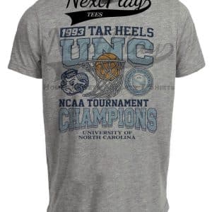 North Carolina Tar Heels National Champs Retro Basketball 1993 Artwork Heather Gray Sublimated T-Shirt
