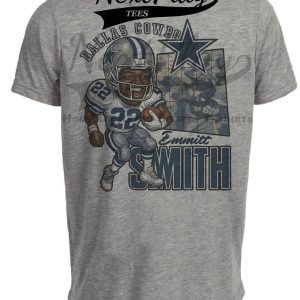 Dallas Cowboys Emmitt Smith Retro Football 1990 Artwork Heather Gray Sublimated T-Shirt