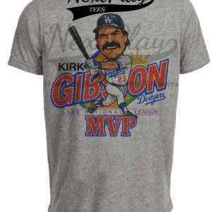 Los Angeles Dodgers Kirk Gibson Retro MVP Baseball 1988 Artwork Heather Gray Sublimated T-Shirt