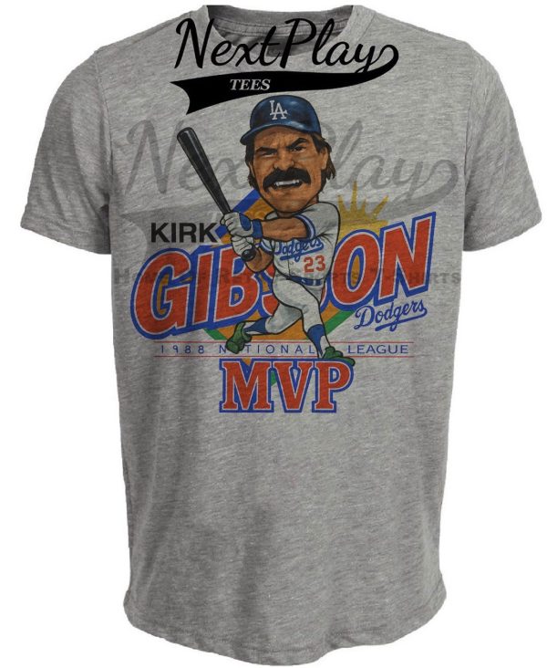Los Angeles Dodgers Kirk Gibson Retro MVP Baseball 1988 Artwork Heather Gray Sublimated T-Shirt