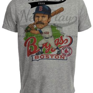 Boston Red Sox Wade Boggs Exclusive Retro Baseball 1985 Artwork Heather Gray Sublimated T-Shirt