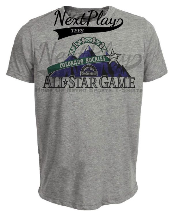 Colorado Rockies Retro All Star Game Baseball 1998 Artwork Heather Gray Sublimated T-Shirt