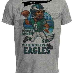 Philadelphia Eagles Donovan McNabb Exclusive Retro Football City Artwork Heather Gray Sublimated T-Shirt