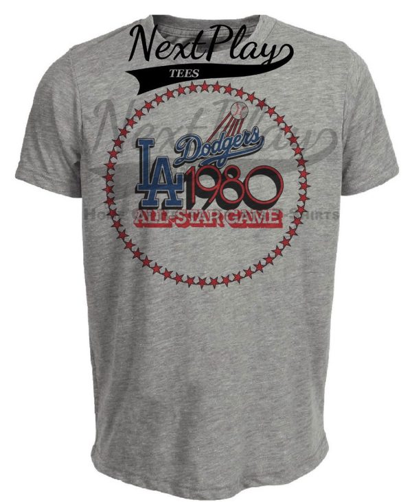 Los Angeles Dodgers Retro All Star Game Baseball 1980 Artwork Heather Gray Sublimated T-Shirt