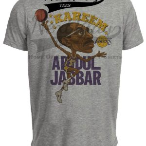 Los Angeles Lakers Kareem Abdul-Jabbar Exclusive Retro Basketball 1984 Artwork Heather Gray Sublimated T-Shirt