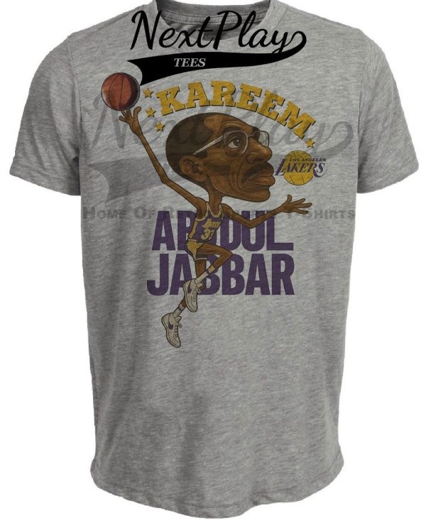 Los Angeles Lakers Kareem Abdul-Jabbar Exclusive Retro Basketball 1984 Artwork Heather Gray Sublimated T-Shirt