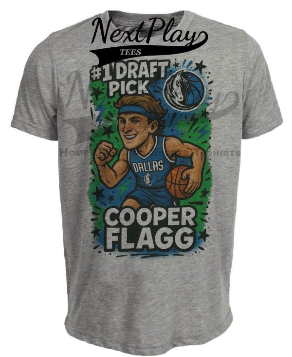 Dallas Mavericks Cooper Flagg #1 Draft Pick Exclusive Graffiti Basketball Artwork Heather Gray Sublimated T-Shirt