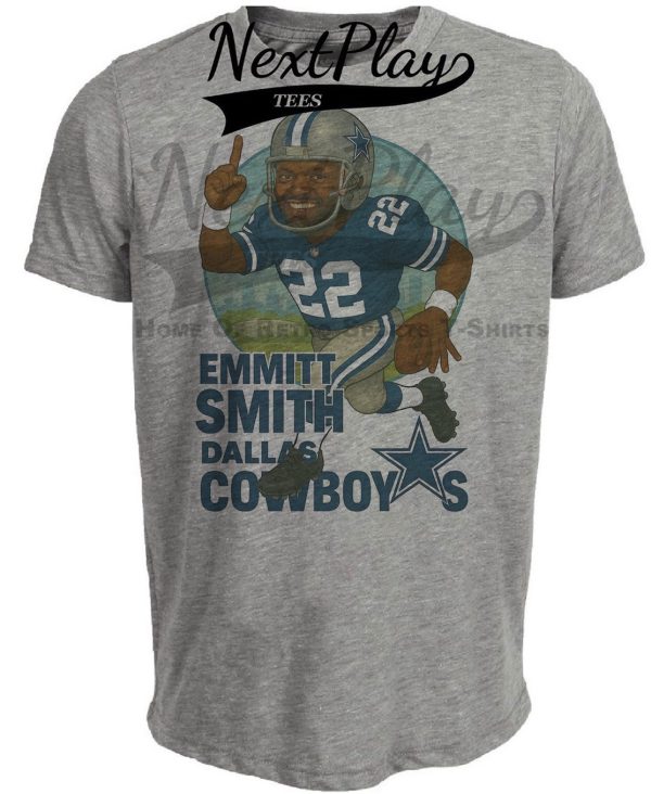 Dallas Cowboys Emmitt Smith Exclusive Retro Football City 1992 Artwork Heather Gray Sublimated T-Shirt