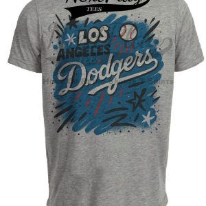Los Angeles Dodgers Graffiti Exclusive Retro Baseball Artwork Heather Gray Sublimated T-Shirt