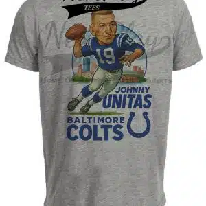 Baltimore Colts Johnny Unitas Exclusive Retro Football City Artwork Heather Gray Sublimated T-Shirt