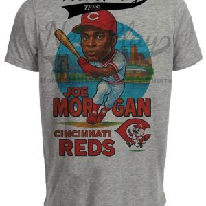 Cincinnati Reds Joe Morgan Exclusive Retro Baseball City Artwork Heather Gray Sublimated T-Shirt