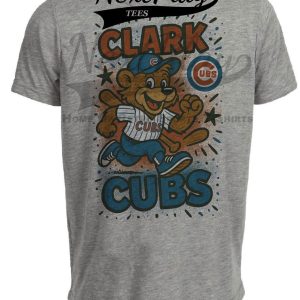 Chicago Cubs Clark Exclusive Retro Baseball Artwork Heather Gray Sublimated T-Shirt