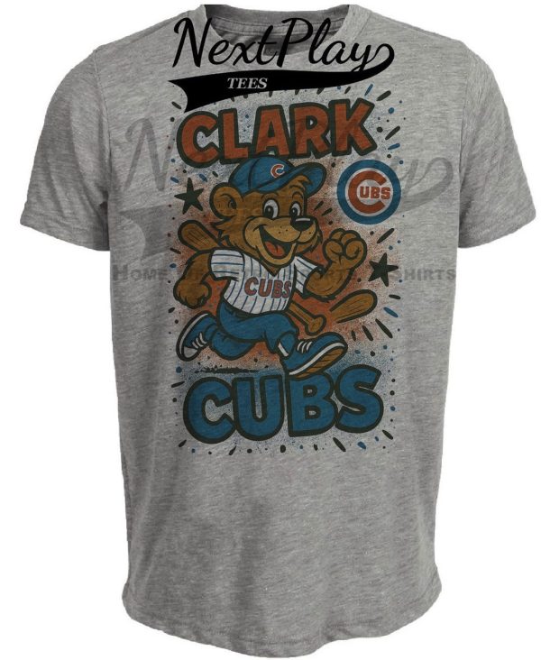 Chicago Cubs Clark Exclusive Retro Baseball Artwork Heather Gray Sublimated T-Shirt